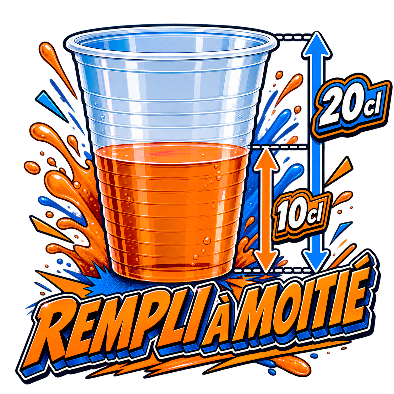 Un gobelet de 20 cl rempli à moitié